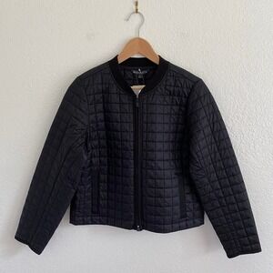 Athleta Recycled Grandview Shortie Quilted Bomber Jacket Black Size S NWT